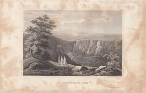 Die Rosstrappe im Harz. aus Meyers Universum, Stahlstich. Kunstgrafik, 1850