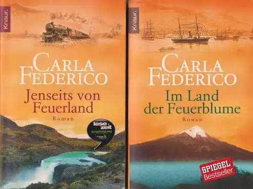 2 Bücher Carla Federico: Jenseits von Feuerland / Im Land der Feuerblume, Knaur