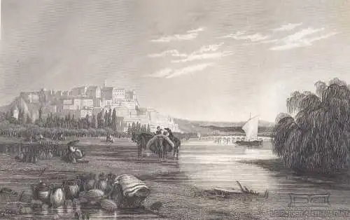 Coimbra in Portugal. aus Meyers Universum, Stahlstich. Kunstgrafik, 1850