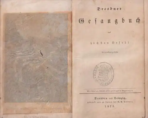 Buch: Dresdner Gesangbuch. 1872, B. G. Teubner Verlag, gebraucht, gut