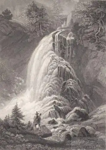 Der Gollinger Fall in Tyrol. aus Meyers Universum, Stahlstich. Kunstgrafik, 1850