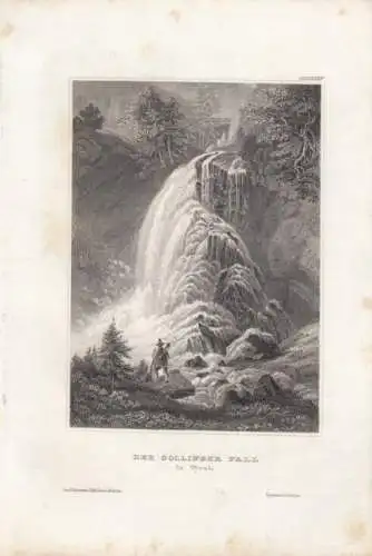 Der Gollinger Fall in Tyrol. aus Meyers Universum, Stahlstich. Kunstgrafik, 1850