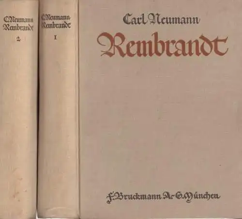 Buch: Rembrandt, Neumann, Carl. 2 Bände, 1924, F. Bruckmann A.-G.Verlag