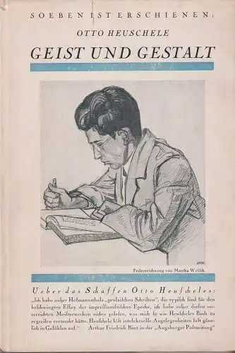 Buch: Geist und Gestalt, Heuschele, Otto, 1927, Karl Haug Verlag, gut