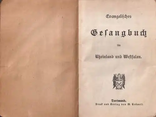 Buch: Evangelisches Gesangbuch für Rheinland und Westfalen, Verlag W. Crüwell