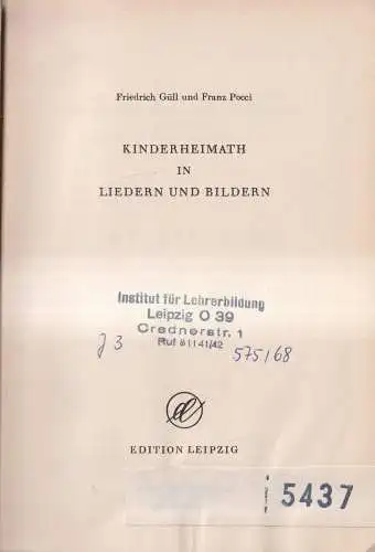 Buch: Kinderheimath in Liedern und Bildern, Güll & Pocci, 1966, Edition Leipzig