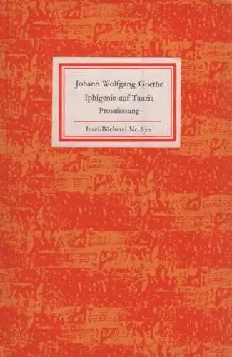 Insel-Bücherei 670, Iphigenie auf Tauris, Goethe, Johann Wolfgang von. 1982 4575