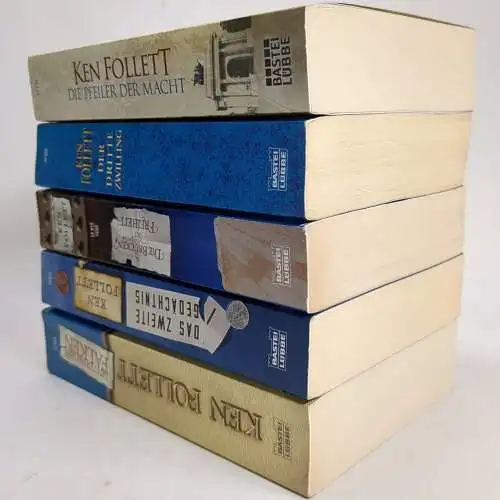 5 Bücher Ken Follett: Pfeiler, Zwilling, Mitternachtsfalken, Gedächtnis, Brücken