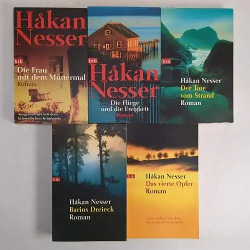 5 Bücher Hakan Nesser: Fliege Ewigkeit, Strand, Muttermal, Opfer, Barins Dreieck