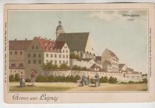 AK Gruss aus Leipzig. Thomaspforte 1790, Gustav Nagel, gebraucht gut, ungelaufen