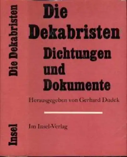 Buch: Die Dekabristen, Turgenjew, N.I., O.M. Somow u.a. 1975, Insel Verlag