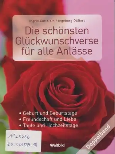 Buch: Die schönsten Glückwunschverse für alle Anlässe, Gottstein. 2012