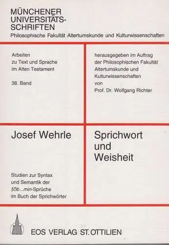 Buch: Sprichwort und Weisheit, Wehrle, Josef, 1993, EOS Verlag