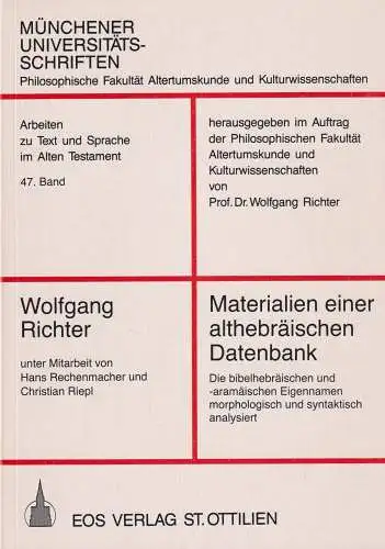 Buch: Materialien einer althebräischen Datenbank, Richter, Wolfgang, 1996, EOS