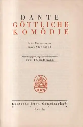 Buch: Dante Göttliche Komödie, Deutsche Buch-Gemeinschaft, gebraucht, gut
