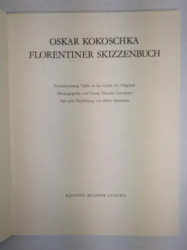 Buch: Florentiner Skizzenbuch, 24 Tafeln, Oskar Kokoschka, 1972, Edition Bucher
