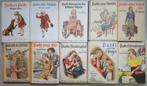 10 Bücher Magda Trott - Pucki: erstes Schuljahr, Streiche, Ehe, Familienglück...