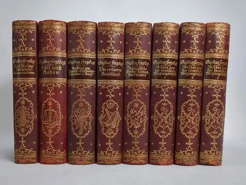 8 Bücher Gustav Freytag, H. Fikentscher, Soll und Haben, Handschrift, Aufsätze..