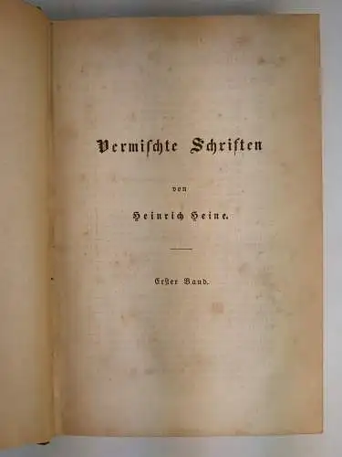 Buch: Vermischte Schriften, Heine, Heinrich. 3 Bände, 1854, Hoffmann und Campe