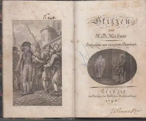 Buch: Skizzen, 13. & 14. Sammlung, A. G. Meißner, 1796, Dykische Buchhandlung