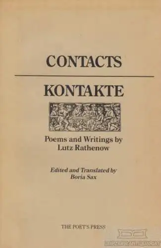 Buch: Contacts / Kontakte, Rathenow, Lutz. 1985, The Poet's Press