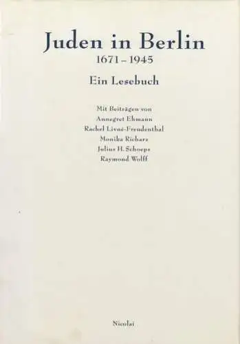 Buch: Juden in Berlin, Ehmann, A. / Livne-Freudenthal, R. u.a. 1988