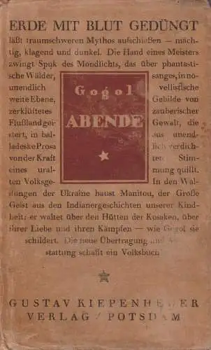 Buch: Abende auf dem Vorwerke bei Dikanjka, Gogol, Nikolai, 1921, Kiepenheuer