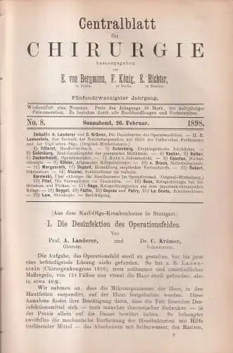 Heft: Centralblatt für Chirurgie No. 8/1898, Desinfektion, Schädeltrepanation