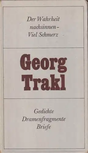 Buch: Der Wahrheit nachsinnen - Viel Schmerz, Fühmann / Trakl, 1981, Reclam
