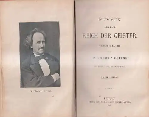 Buch: Stimmen aus dem Reich der Geister, Friese, Robert, 1897, Oswald Mutze, gut