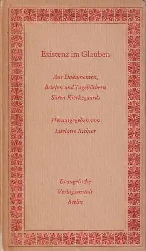 Buch: Existenz im Glauben, Richter, Liselotte. 1956, Evangelische Verlagsanstalt