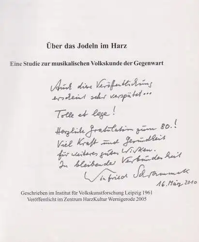 Buch: Über das Jodeln im Harz, Schrammek, Winfried, 2007, gebraucht, sehr gut