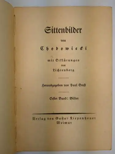Buch: Sittenbilder, Chodowiecki, Kiepenheuer, Weimarer Liebhaberdrucke, 2 Bände