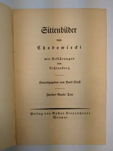 Buch: Sittenbilder, Chodowiecki, Kiepenheuer, Weimarer Liebhaberdrucke, 2 Bände