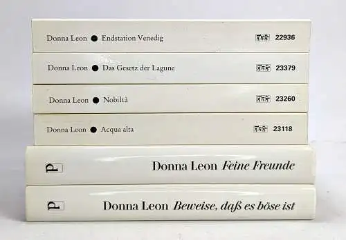 6 Bücher Donna Leon, Commissario Brunetti, Diogenes Taschenbücher, Konvolut