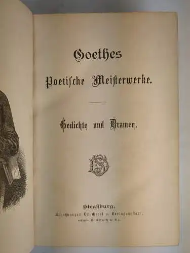 Buch: Poetische Meisterwerke - Gedichte und Dramen, J. W. v. Goethe, Straßburger