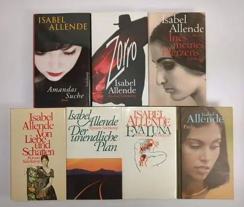 7 Bücher Isabel Allende, Romane, Suhrkamp, Paula, Zoro, Eva Luna, Amanda, Ines