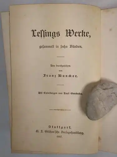 Buch: Gotthold Ephraim Lessings Werke, gesammelt in sechs Bänden, Göschen, 1887