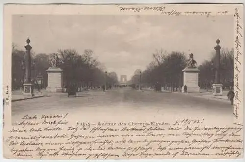 AK Paris - Avenue des Champs-Elysees, ca. 1902, gelaufen, gebraucht, gut