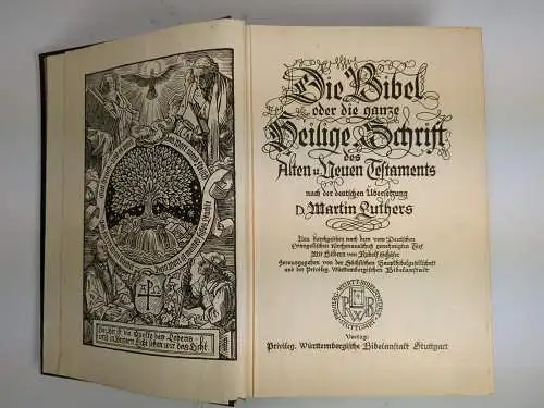 Biblia: Die Bibel, M. Luther, Privileg. Württembergische Bibelanstalt, ca. 1929