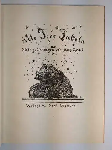 Buch: Alte Tier Fabeln aus Karl Wilhelm Ramlers Fabellese, 1920, Paul Cassirer