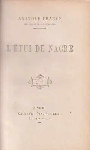 Buch: L'Etui de Nacre, Anatole France, Calmann-Levy, Französisch, gebraucht, gut