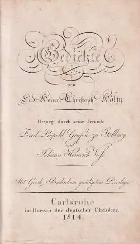 Buch: Gedichte, Ludwig Heinrich Chr. Hölty, 1814, Bureau der deutschen Classiker
