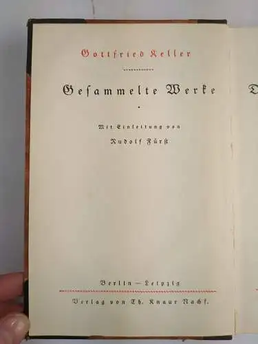 Buch: Gesammelte Werke, Keller, Gottfried. 5 Bände, Verlag Th. Knaur Nachf