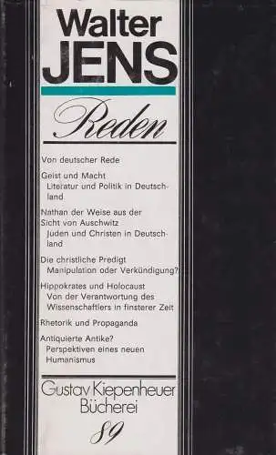 Buch: Reden, Jens, Walter. Gustav Kiepenheuer Bücherei, 1989, gebraucht, gut