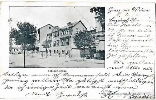 AK Gruss aus Weimar. Schiller-Haus. ca. 1900, Postkarte. Ca. 1900