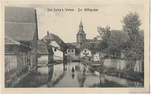 AK Bad Berka b. Weimar der Mühlgraben. ca. 1916, Postkarte. Ca. 1916