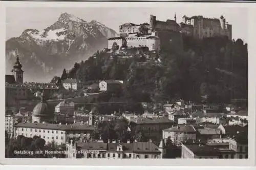AK Salzburg mit Nonnberg u. Untersberg, ca. 1937, C. Jurischek, gelaufen