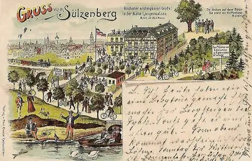 AK Gruss vom Sülzenberg. Lithografie. ca. 1900, gebraucht, gut