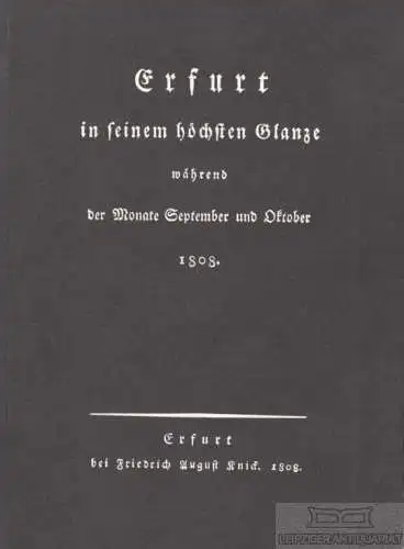 Buch: Erfurt in seinem höchsten Glanze während der Monate September... Arnold